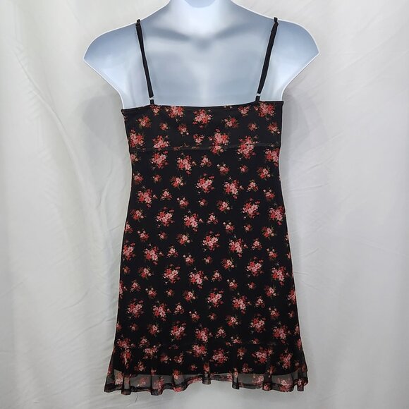 Sky & Sparrow Floral Mesh Mini Dress Juniors XL Black Sleeveless Whimsigoth Y04X - Picture 2 of 7